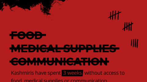Infographic Stating That The People Of Kashmir Have Gone 3 Weeks Without Food, Medical Supplies Or Communication